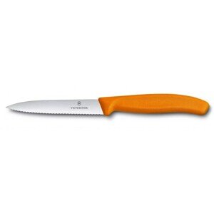 Kuchyňský nůž VICTORINOX  10 cm - oranžová,vln. ostří